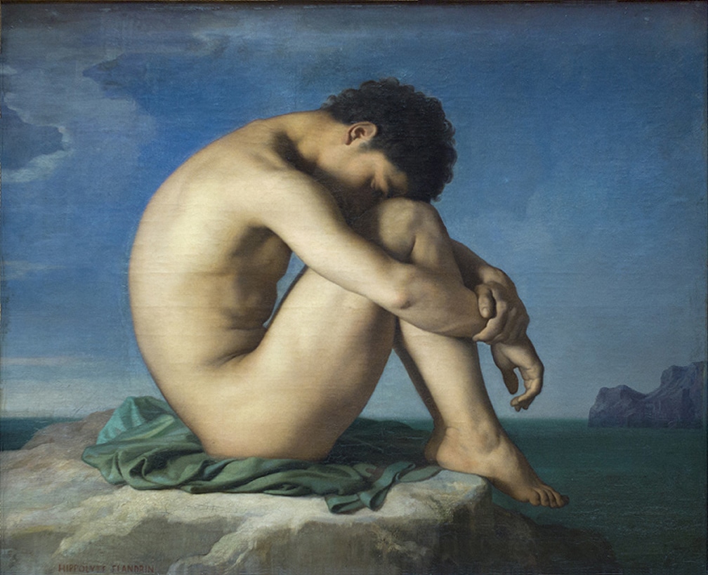 Young Man Seated on a Rock by the Sea