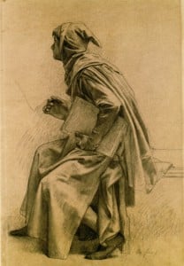 Cabanel, Pantheon drawing, Schoolboy at the foot of Robert Sorbon